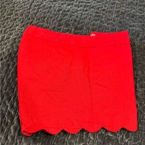 J. Crew Red Scalloped Hem Shorts 3in